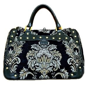 Black and Gold Embroidered large satchel